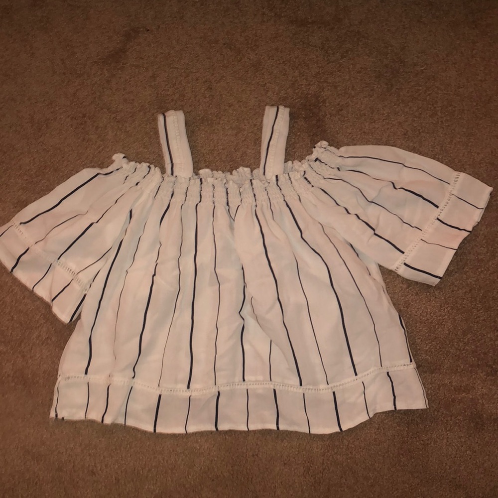 Sadie & love stripe off the shoulder tank